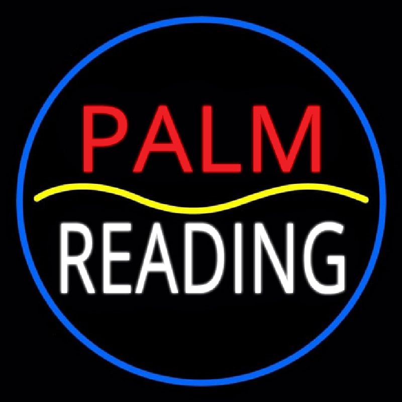 Red Palm Yellow Line White Reading Neonskylt