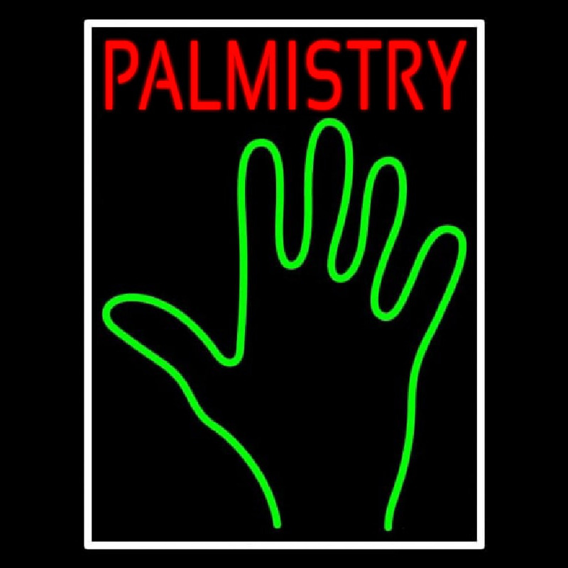 Red Palmistry White Border Neonskylt