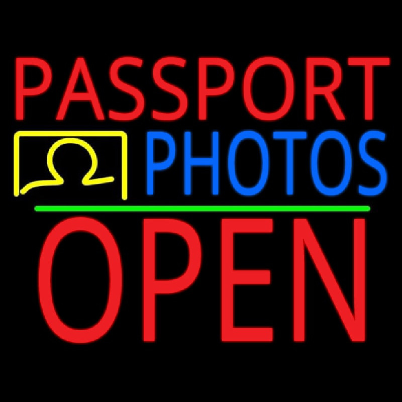 Red Passport Blue Photos With Open 1 Neonskylt