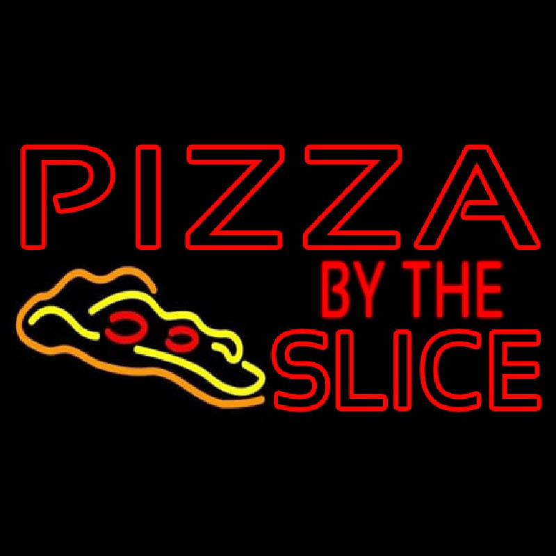 Red Pizza By The Slice Logo Neonskylt