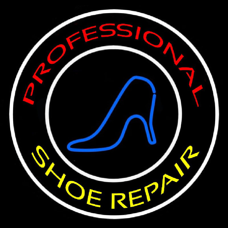 Red Professional Yellow Shoe Repair Neonskylt