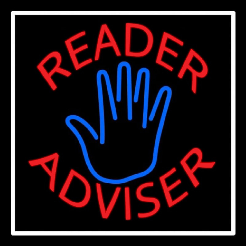 Red Reader Advisor White Border Neonskylt