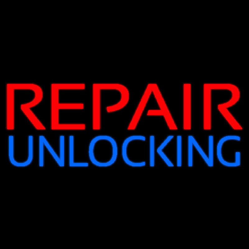 Red Repair Blue Unlocking Block Neonskylt