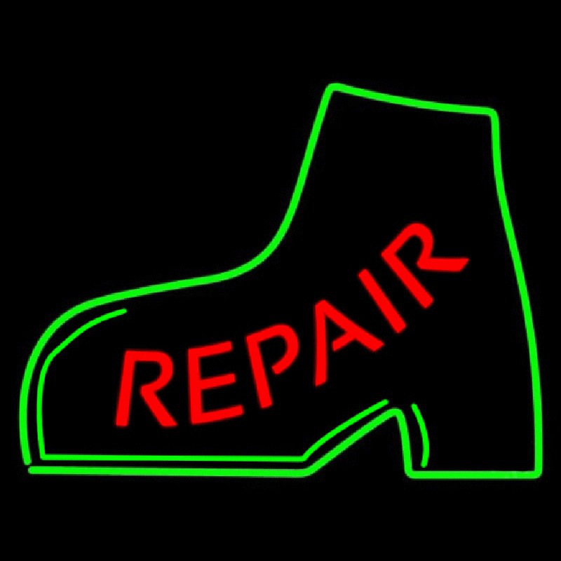 Red Repair Green Boot Neonskylt