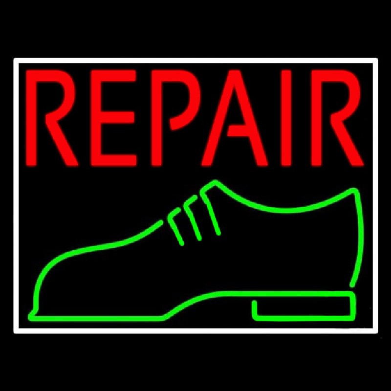 Red Repair Shoe Logo Neonskylt