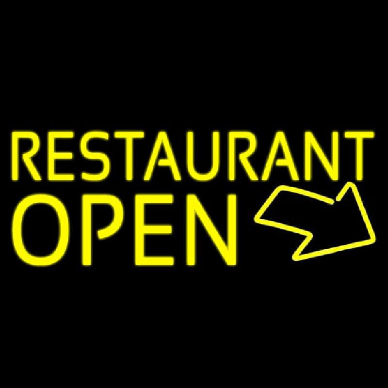 Red Restaurant Open With Arrow Neonskylt