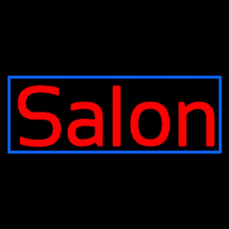 Red Salon With Blue Border Neonskylt