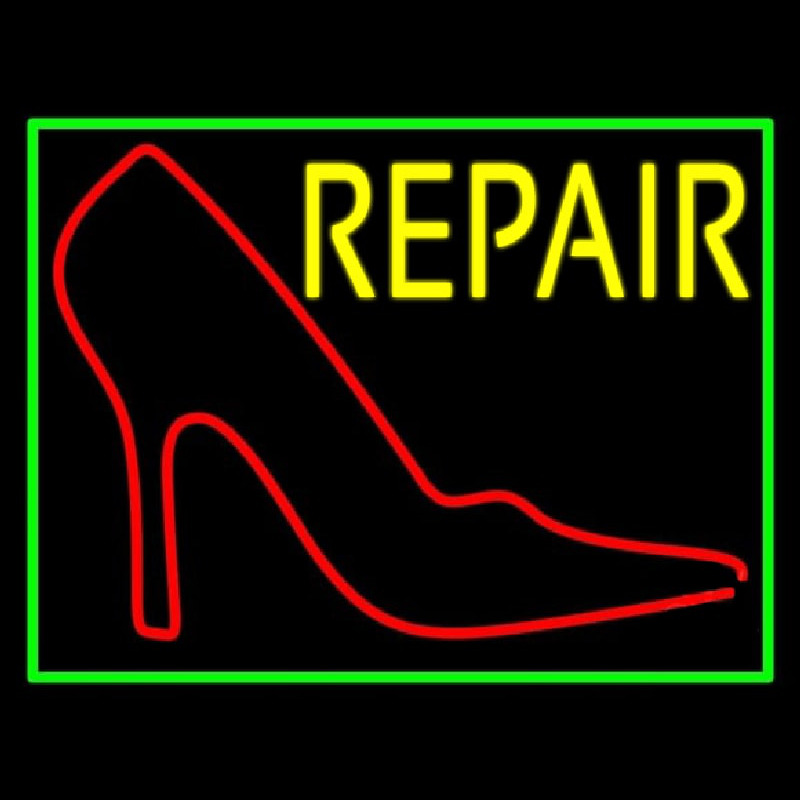 Red Sandal Logo Repair With Border Neonskylt