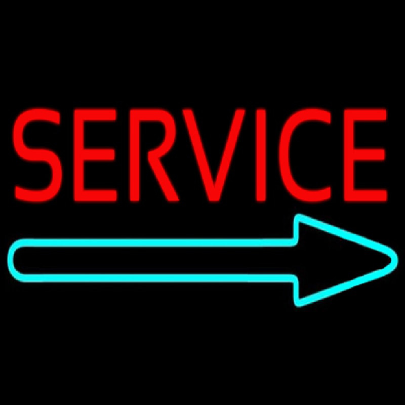 Red Service With Right Arrow Neonskylt