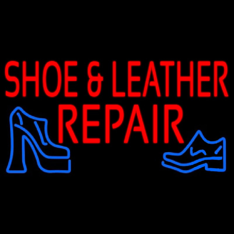 Red Shoe And Leather Repair Neonskylt