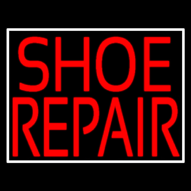 Red Shoe Repair With Border Neonskylt