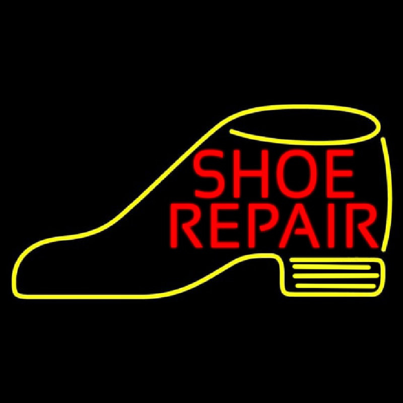 Red Shoe Repair Yellow Shoe Neonskylt