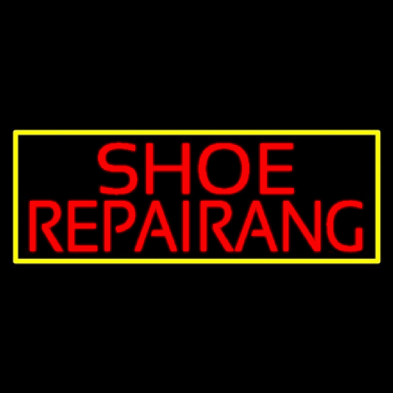 Red Shoe Repairing With Border Neonskylt