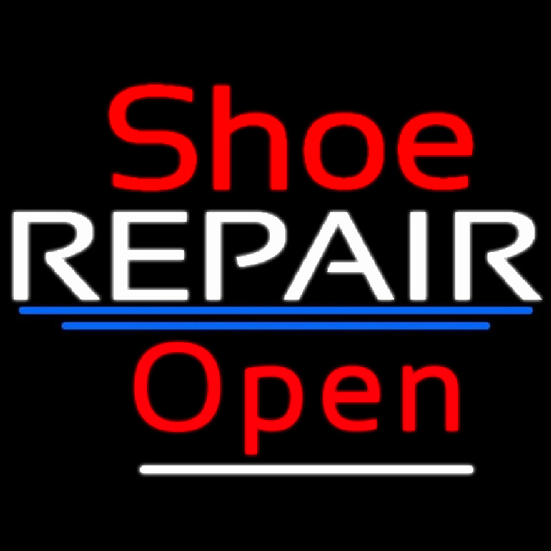 Red Shoe White Repair Open Neonskylt