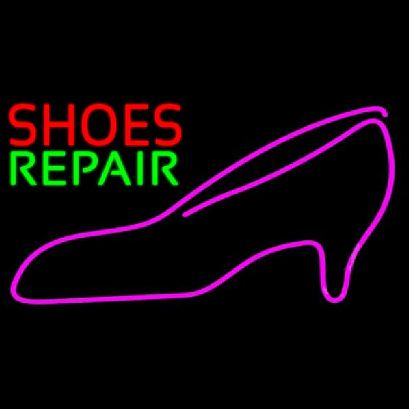 Red Shoes Green Repair Pink Sandal Neonskylt