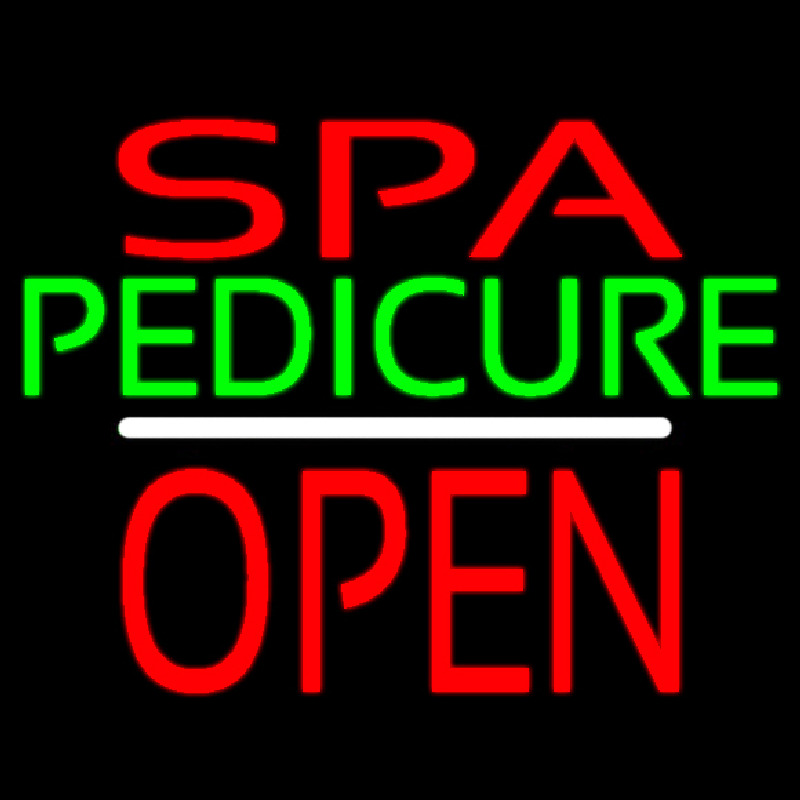 Red Spa Green Pedicure White Line Open Neonskylt