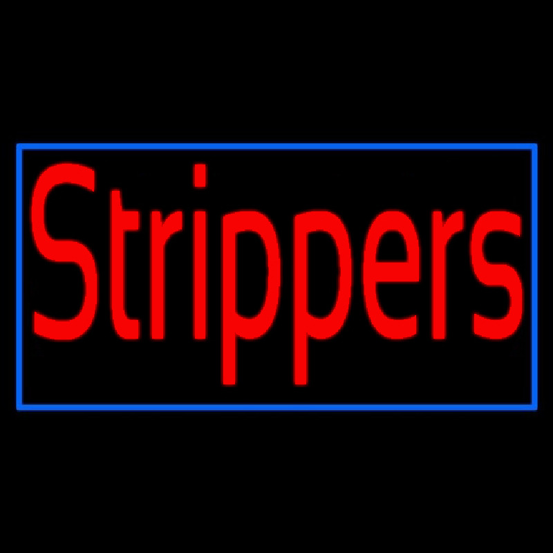 Red Strippers With Blue Border Neonskylt