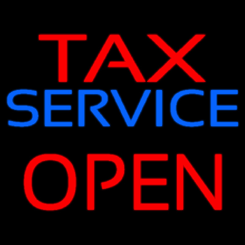 Red Ta  Service Red Open Neonskylt