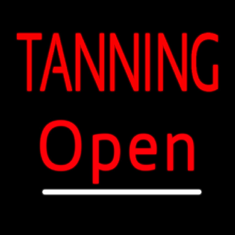 Red Tanning Open White Line Neonskylt