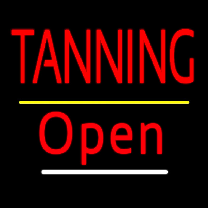 Red Tanning Open Yellow Line Neonskylt