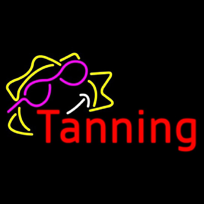 Red Tanning With Sun Logo Neonskylt