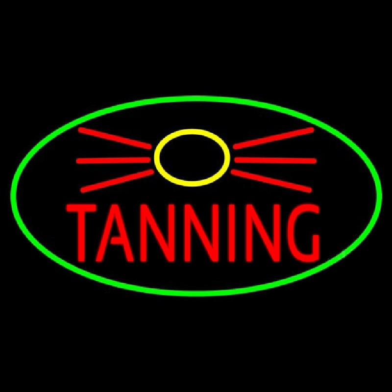 Red Tanning With Sun Logo Neonskylt