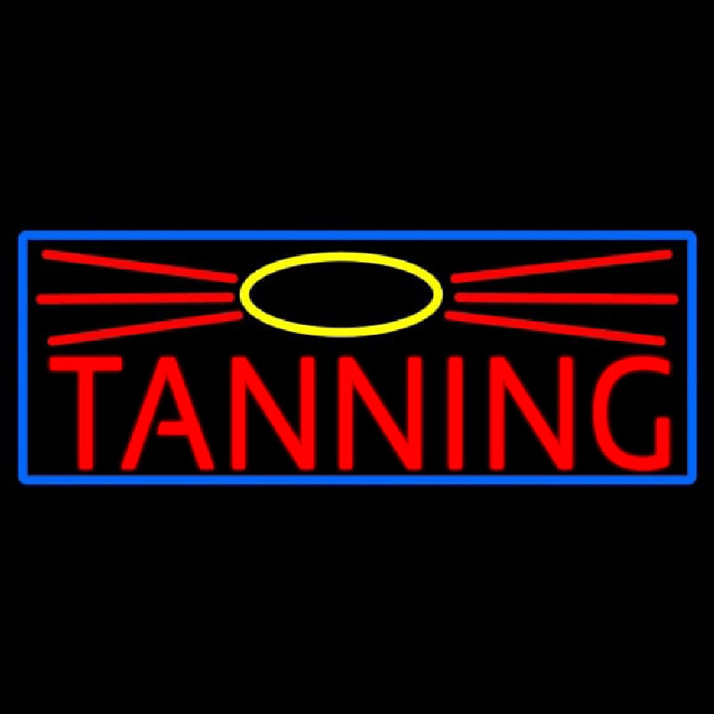 Red Tanning With Sun Logo Neonskylt