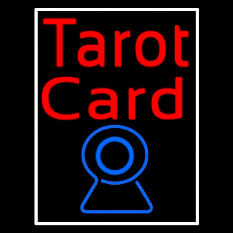 Red Tarot Card Blue Crystal With White Border Neonskylt