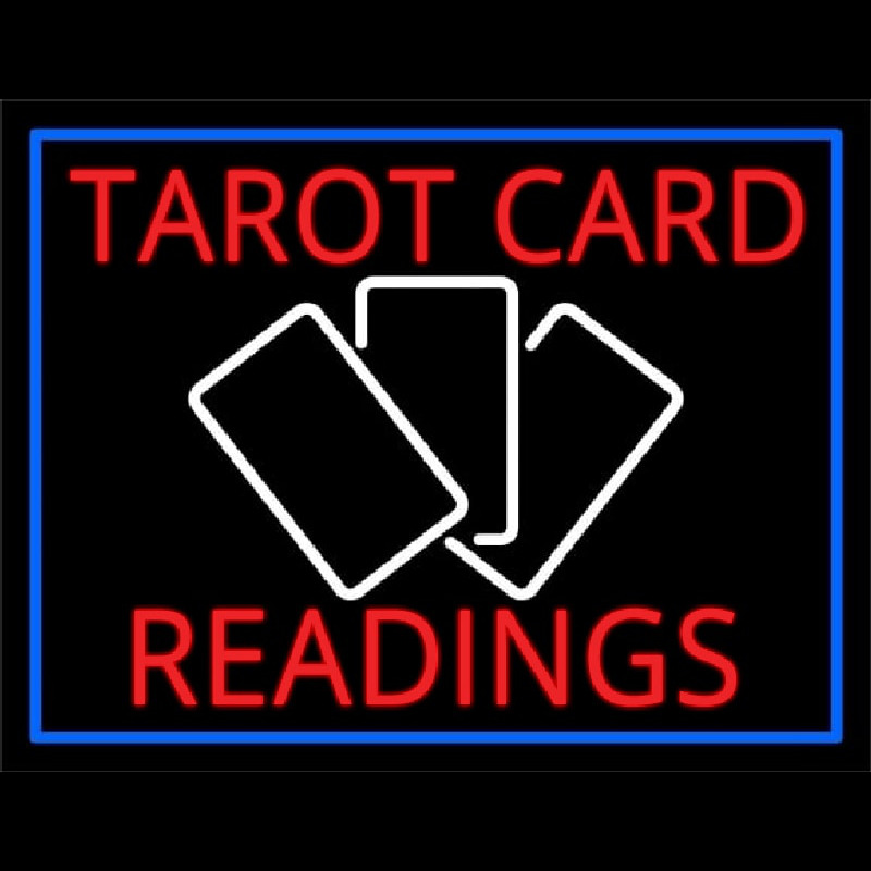 Red Tarot Cards Readings And White Border Neonskylt