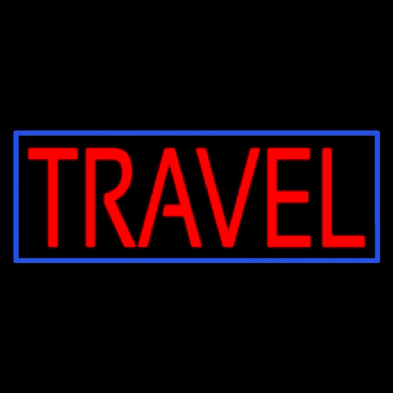 Red Travel Blue Border Neonskylt