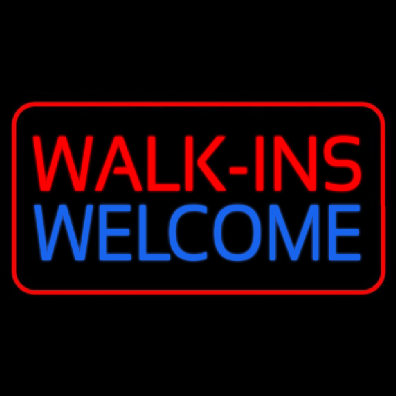 Red Walk Ins Welcome Red Border Neonskylt