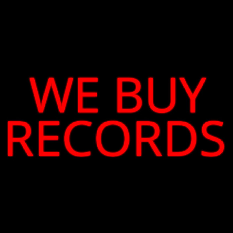 Red We Buy Records Neonskylt