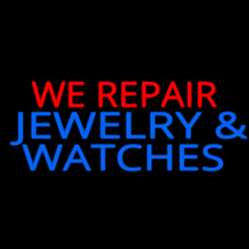 Red We Repair Blue Jewelry And Watches Neonskylt