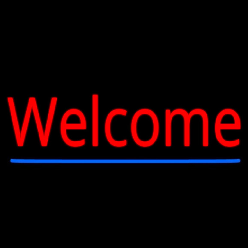 Red Welcome With Underline Neonskylt