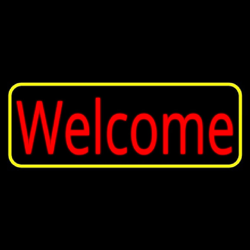 Red Welcome With Yellow Border Neonskylt