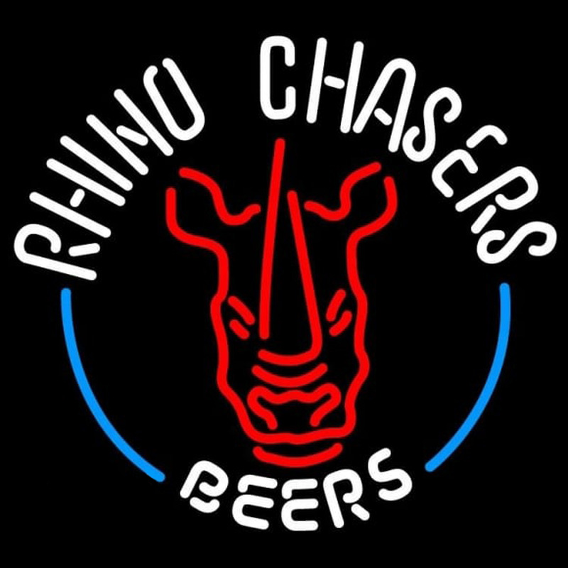 Rhino Chasers Large Beer Sign Neonskylt