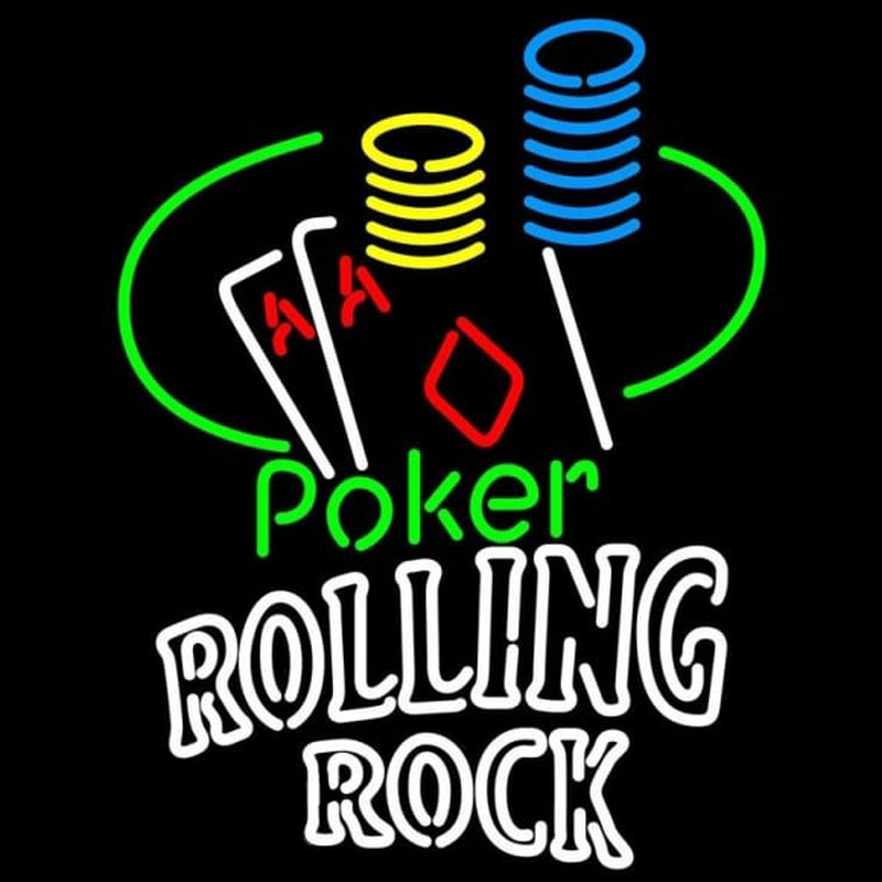 Rolling Rock Poker Ace Coin Table Beer Sign Neonskylt