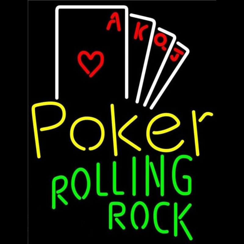 Rolling Rock Poker Ace Series Beer Sign Neonskylt