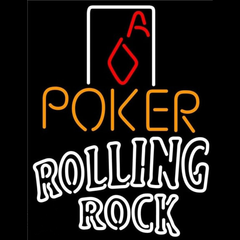 Rolling Rock Poker Squver Ace Beer Sign Neonskylt