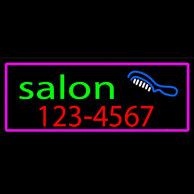 Salon With Comb And Number Neonskylt