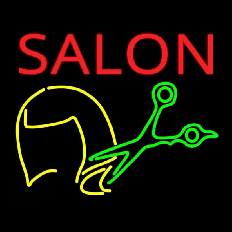 Salon With Scissor Logo Neonskylt