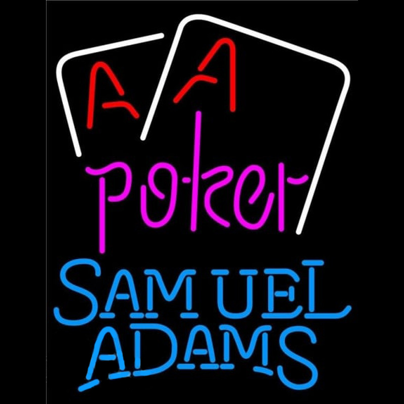 Samuel Adams Purple Lettering Red Aces White Cards Beer Sign Neonskylt