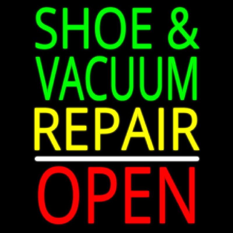 Shoe And Vacuum Repair Open Neonskylt