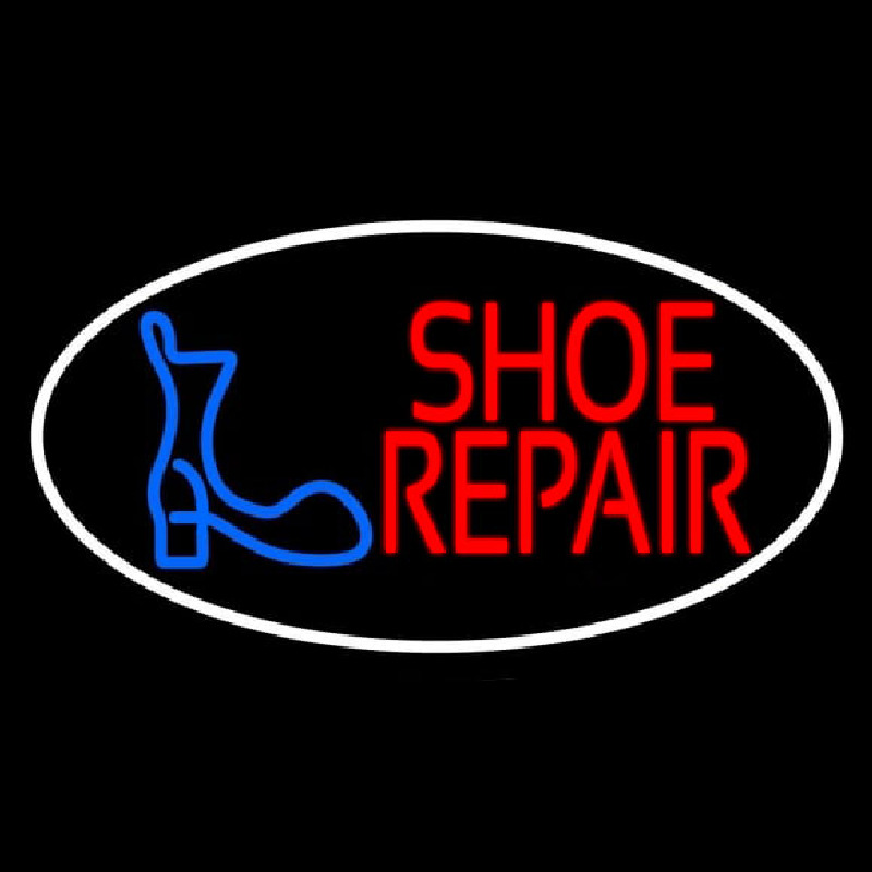 Shoe Repair Logo White Border Neonskylt