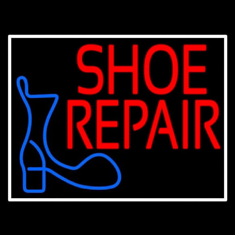 Shoe Repair Logo With Border Neonskylt