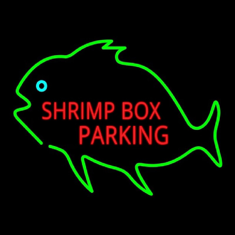 Shrimp Bo  Parking With Green Fish Neonskylt