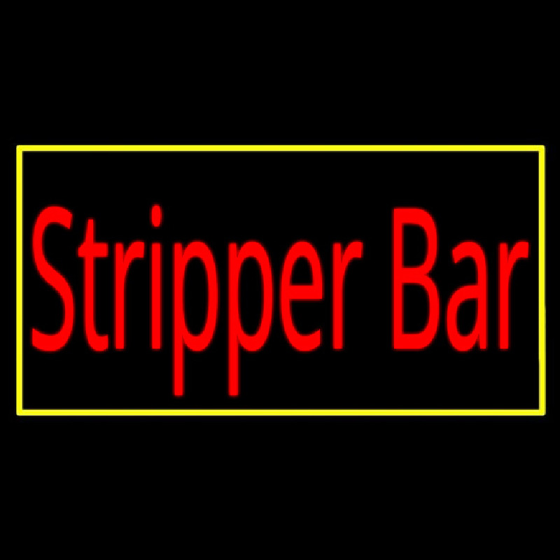 Stripper Bar With Yellow Border Neonskylt