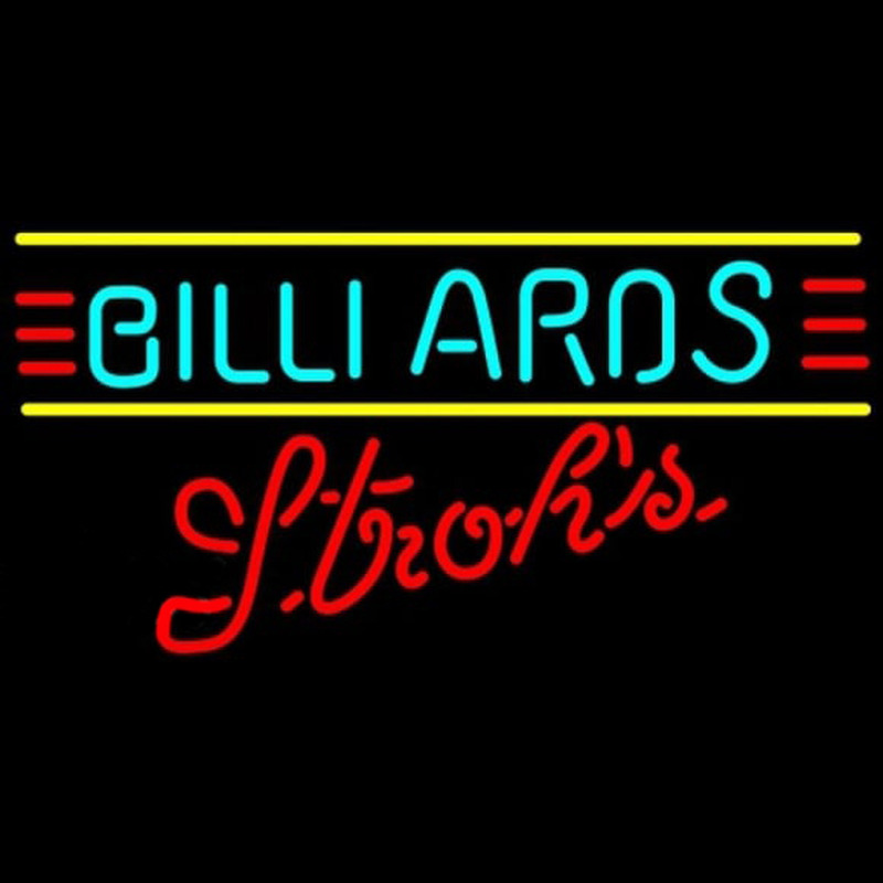 Strohs Billiards Te t Borders Pool Beer Sign Neonskylt