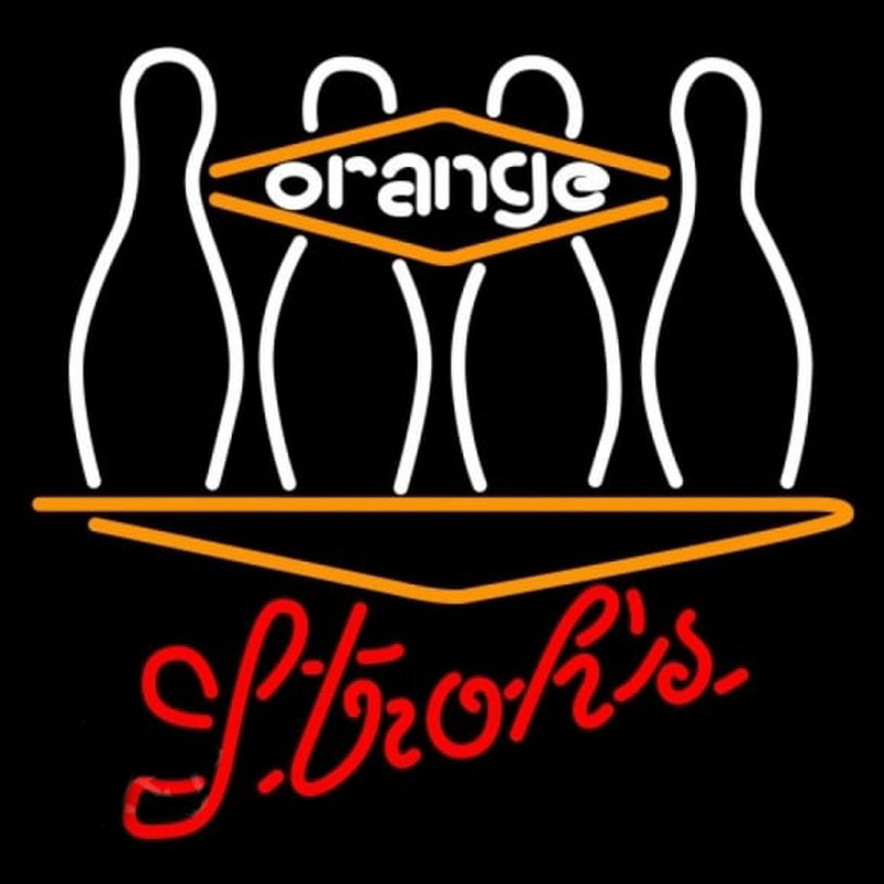 Strohs Bowling Orange Beer Sign Neonskylt