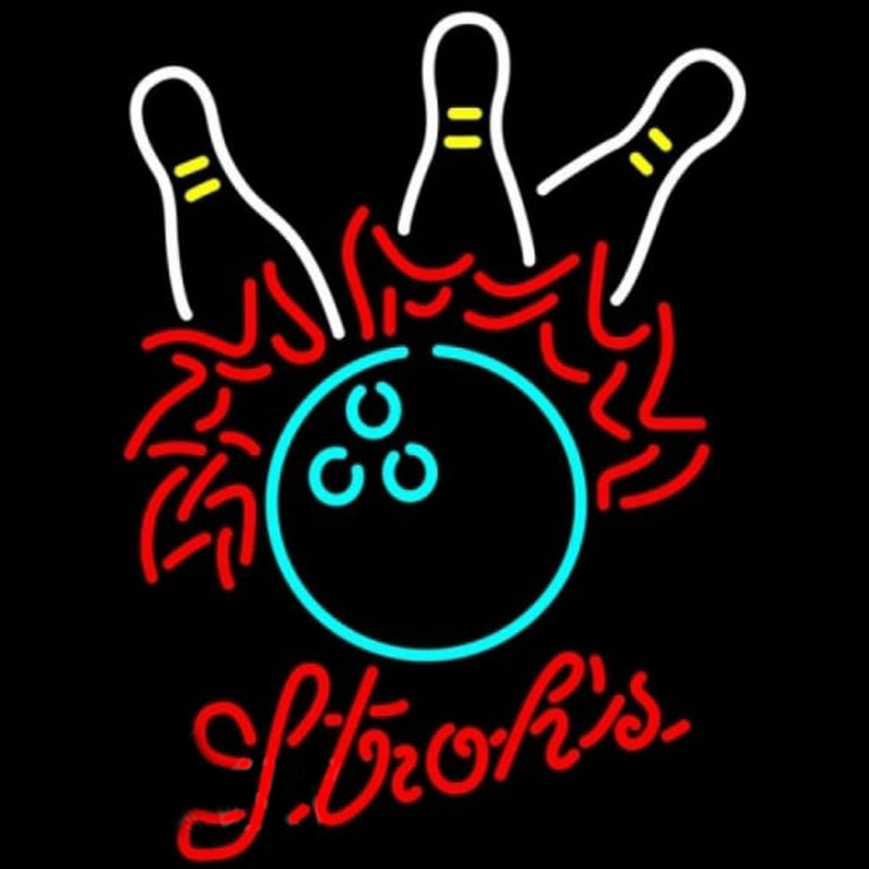 Strohs Bowling Pool Beer Sign Neonskylt